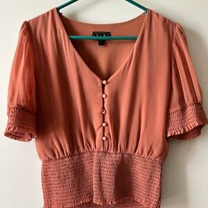 Lily Women's Rust Blouse with Button Details